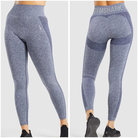 Gymshark Pants - GymShark High waisted Flex leggings L gray purple blue seamless contour yoga
